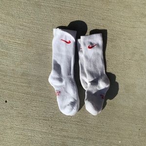 White and red Nike socks